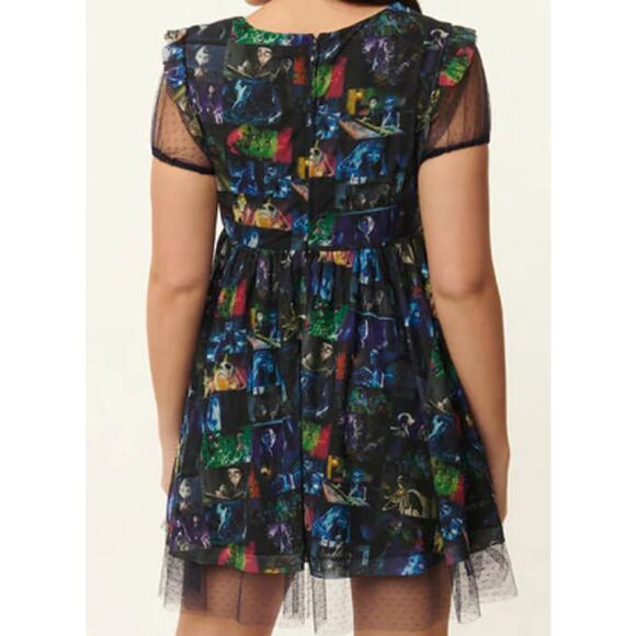 UNIQUE VINTAGE Corpse Bride sz s 4 black mesh baby doll mini dress NWT B920 - Picture 6 of 7